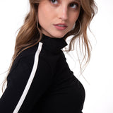 Polera Manga Larga Mujer Sporty Mock Neck Negro Cat