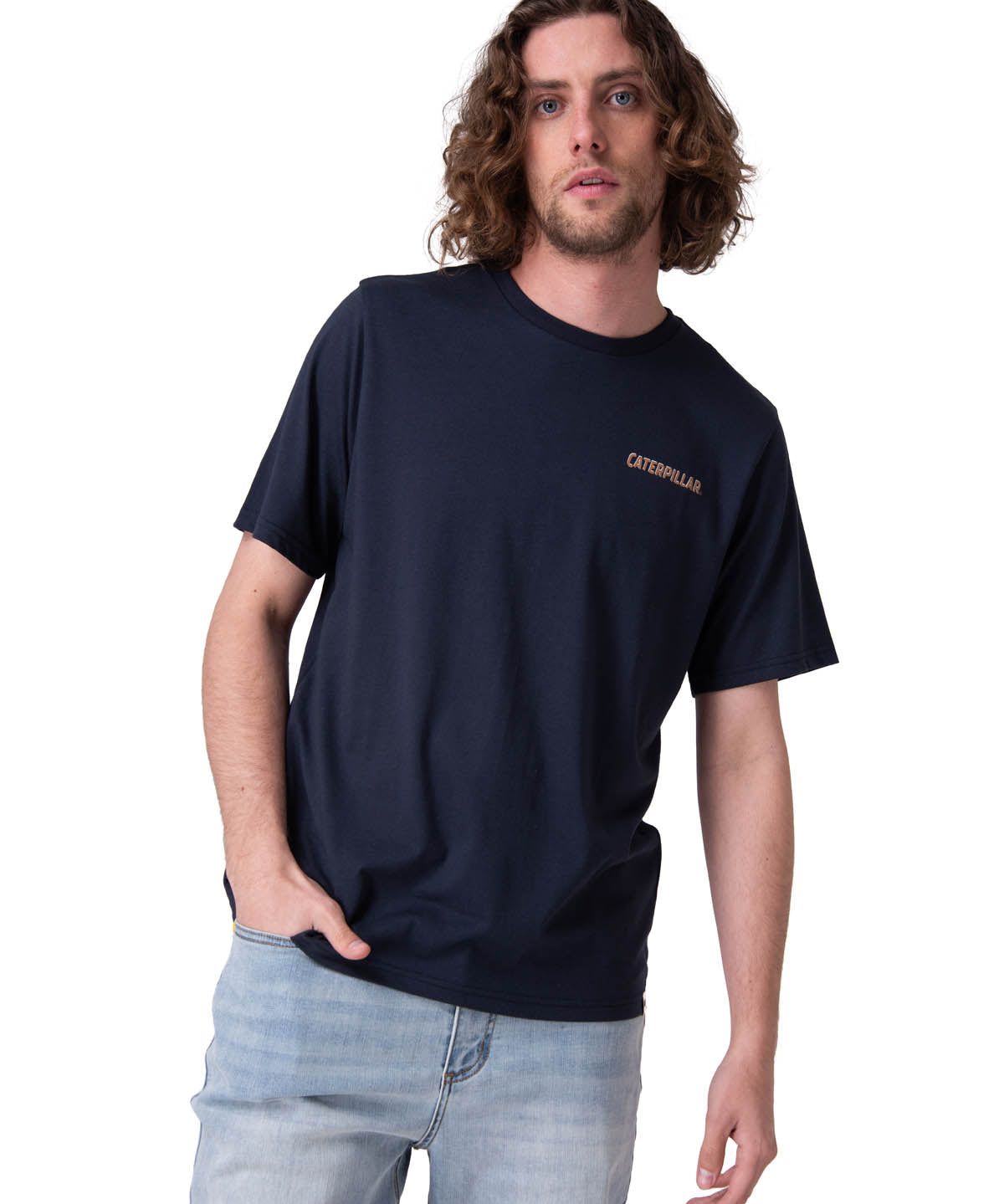 Polera Manga Corta Hombre Caterpillar Track Ty Azul