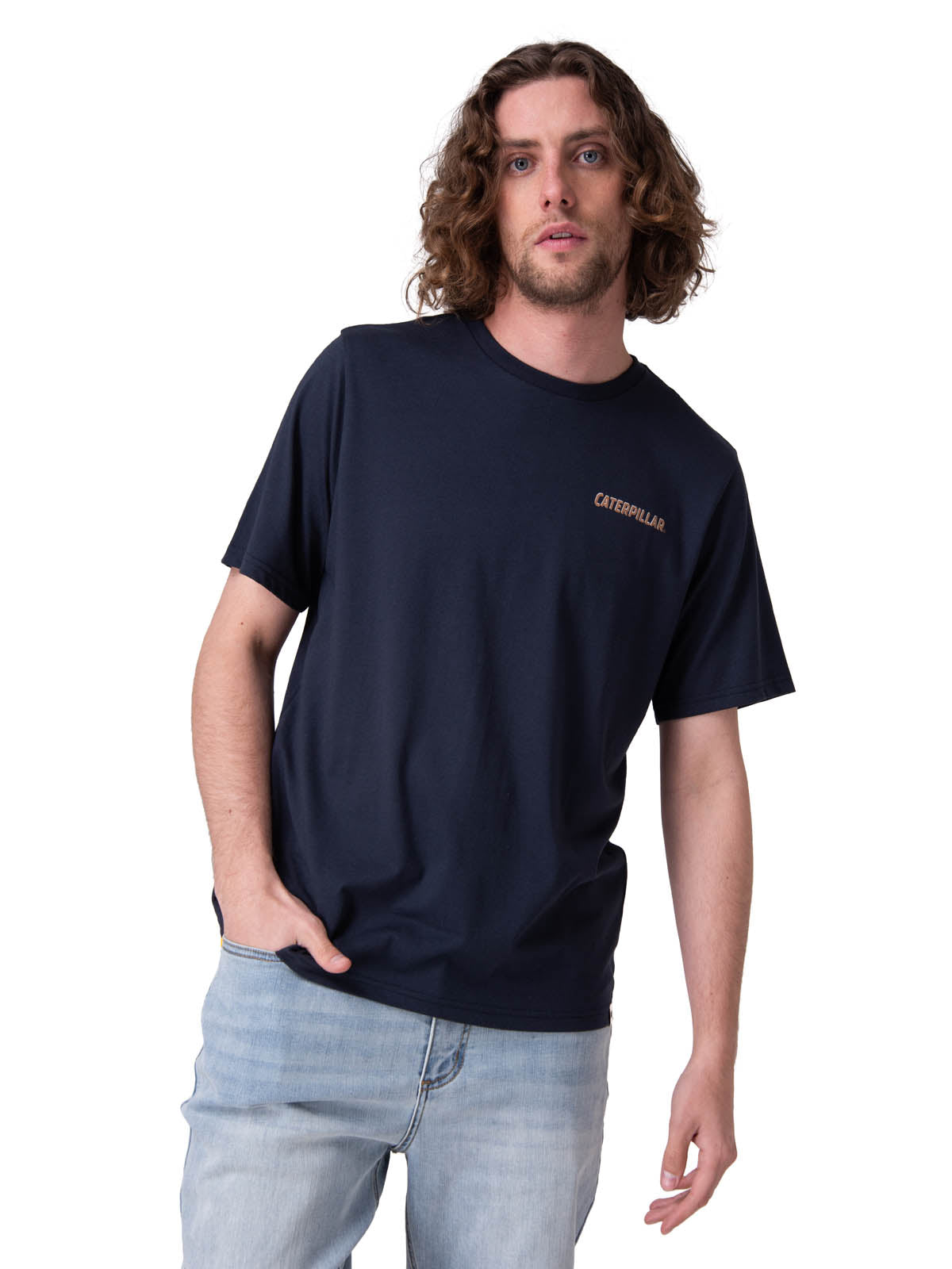 Polera Manga Corta Hombre Caterpillar Track Ty Azul