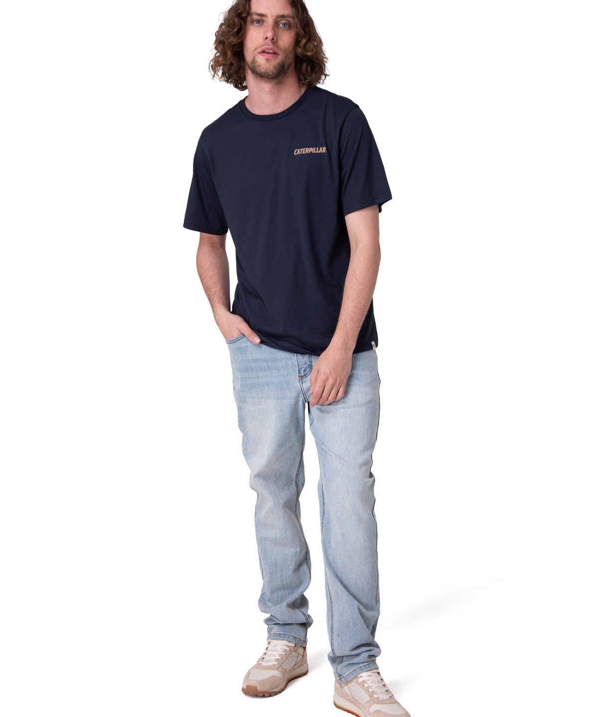 Polera Manga Corta Hombre Caterpillar Track Ty Azul