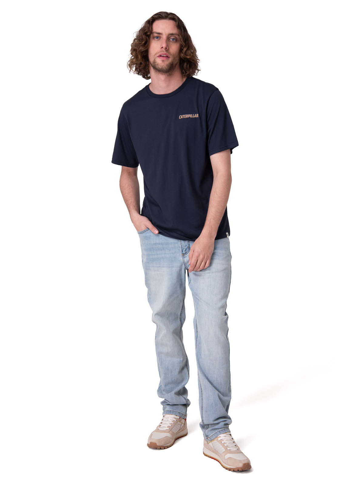 Polera Manga Corta Hombre Caterpillar Track Ty Azul