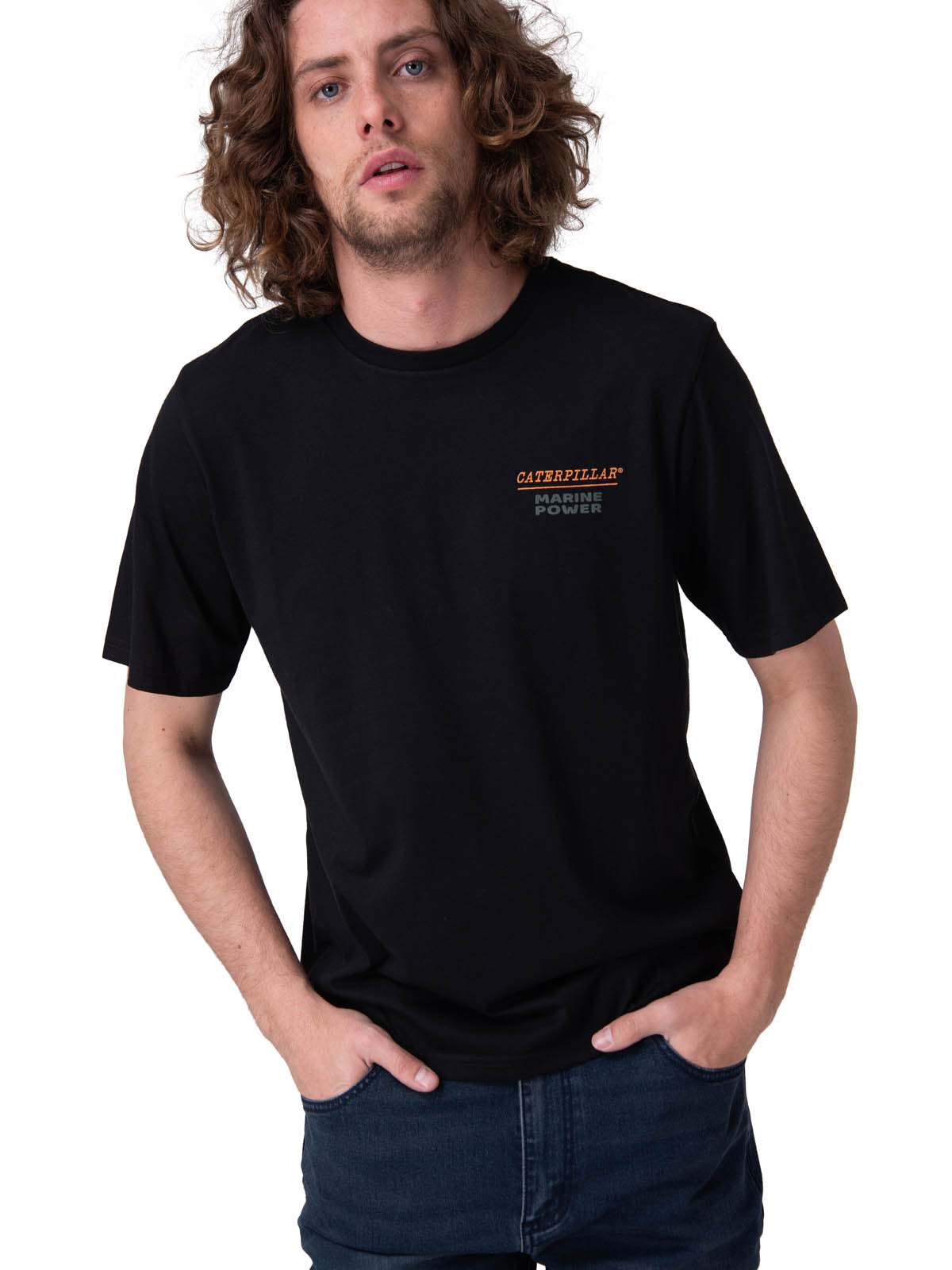 Polera Manga Corta Hombre Marine Power Graphic Negro