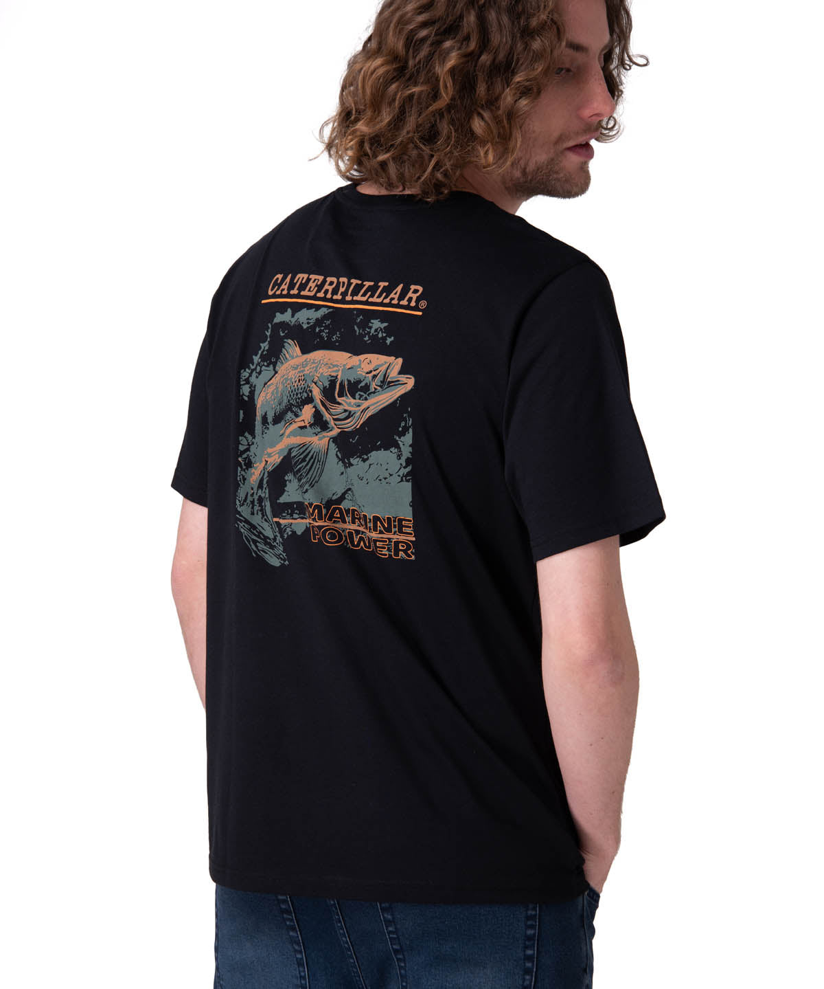 Polera Manga Corta Hombre Marine Power Graphic Negro