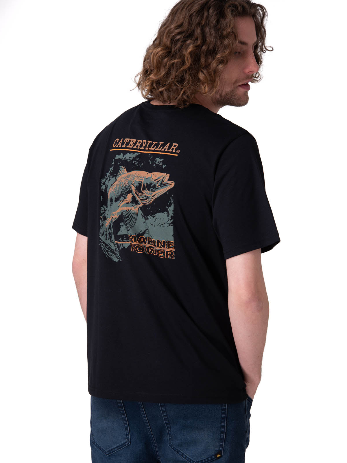Polera Manga Corta Hombre Marine Power Graphic Negro