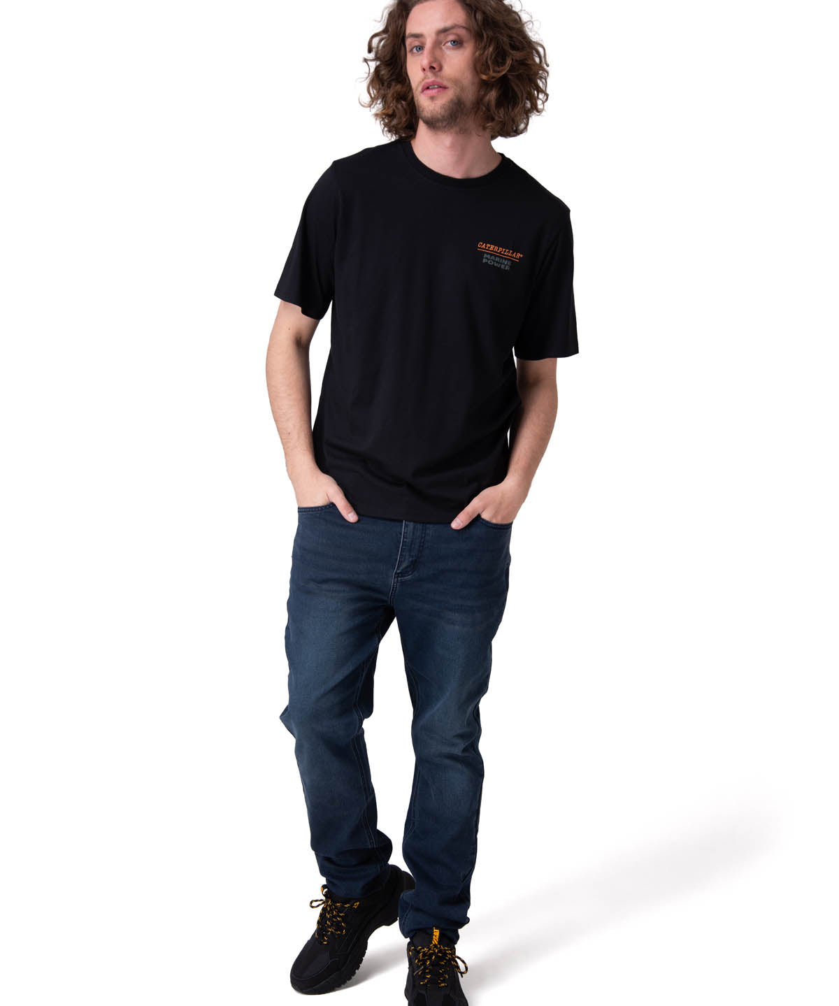 Polera Manga Corta Hombre Marine Power Graphic Negro