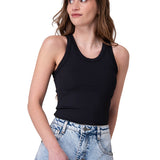Polera Manga Corta Mujer Power Rib Fitted Negro
