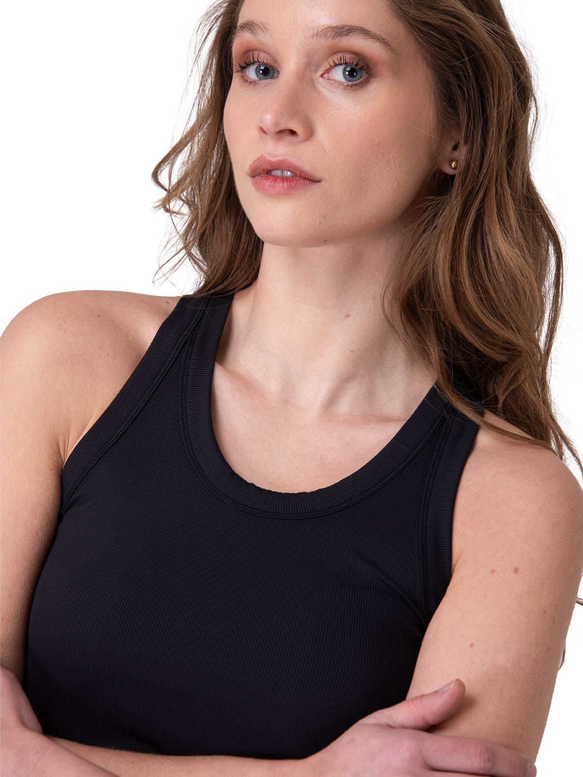 Polera Manga Corta Mujer Power Rib Fitted Negro