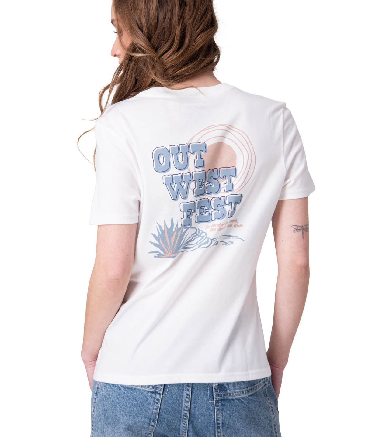 Polera Manga Corta Mujer Out West Graphic Blanco