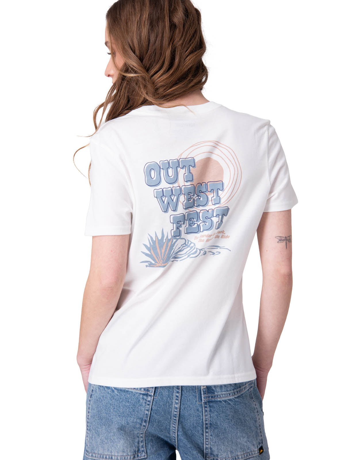 Polera Manga Corta Mujer Out West Graphic Blanco