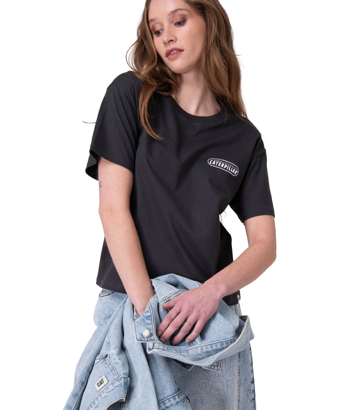 Polera Manga Corta Mujer Boxy Tractor Co Negro
