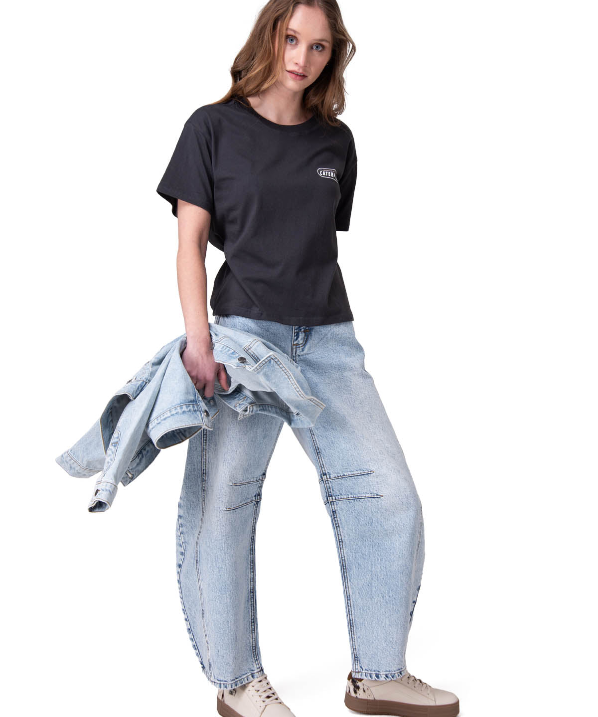 Polera Manga Corta Mujer Boxy Tractor Co Negro