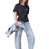 Polera Manga Corta Mujer Boxy Tractor Co Negro