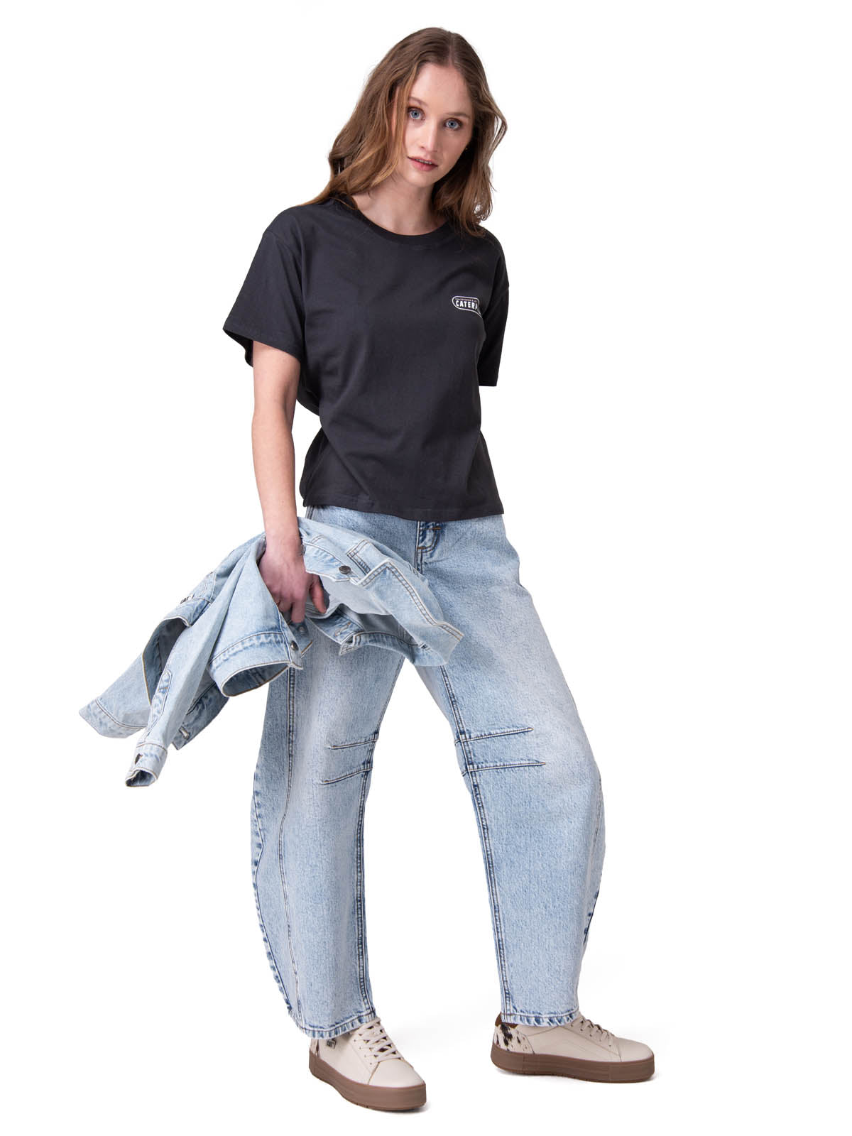 Polera Manga Corta Mujer Boxy Tractor Co Negro