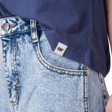 Polera Manga Corta Mujer Boxy Caterpillar Gra Azul