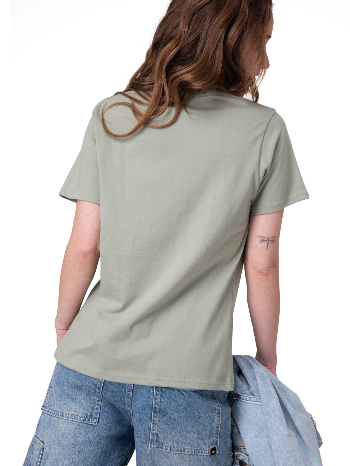 Polera Manga Corta Mujer Caterpillar Script G Verde
