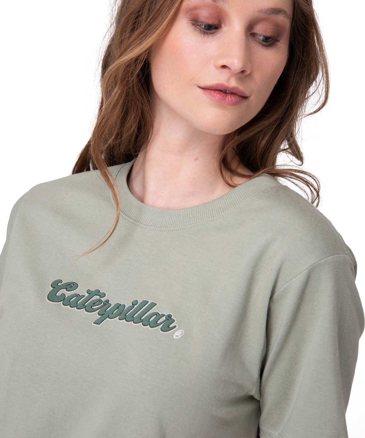 Polera Manga Corta Mujer Caterpillar Script G Verde