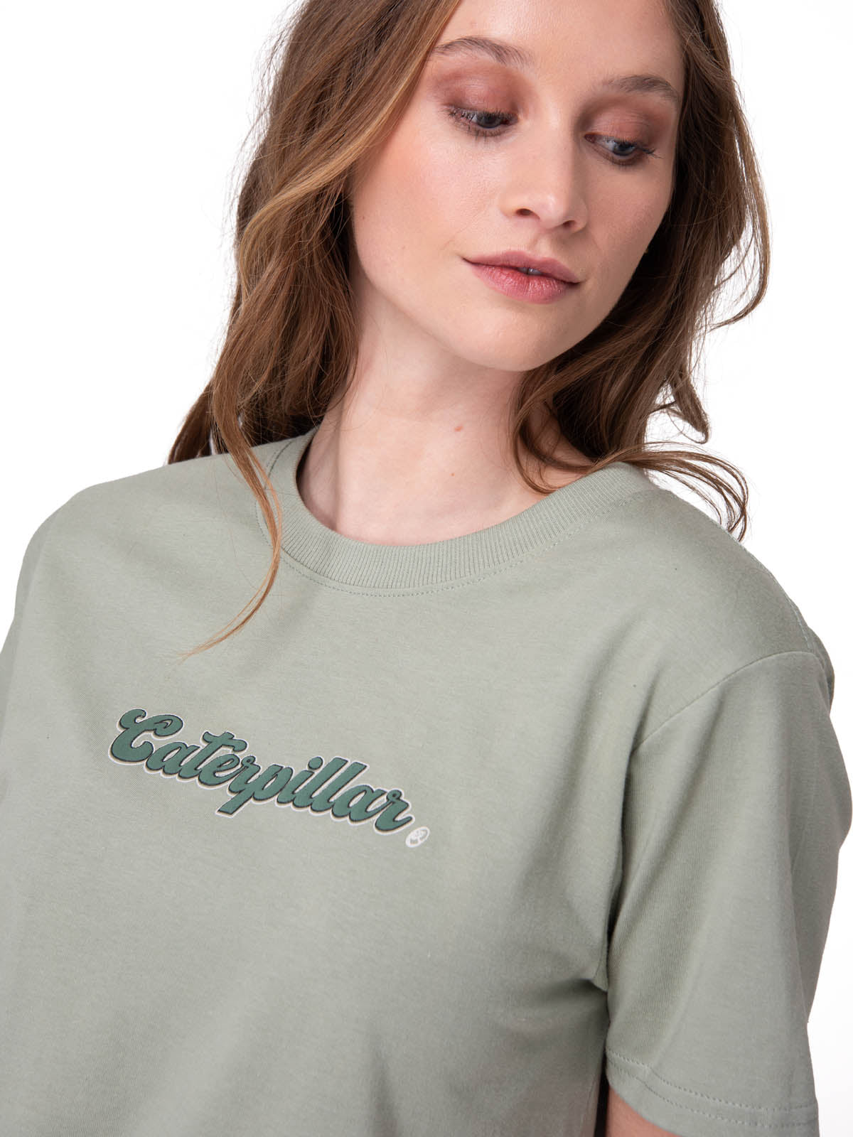 Polera Manga Corta Mujer Caterpillar Script G Verde