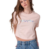 Polera Manga Corta Mujer Crop Metallic Graphi Rosado