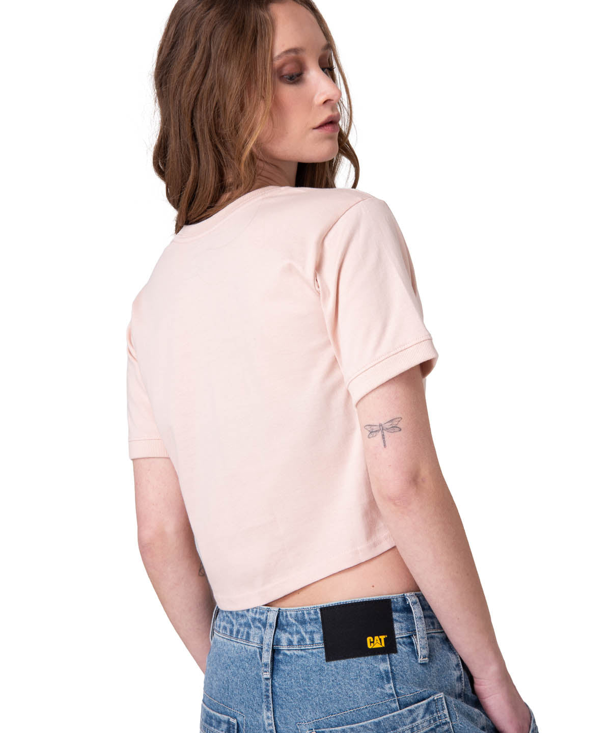 Polera Manga Corta Mujer Crop Metallic Graphi Rosado