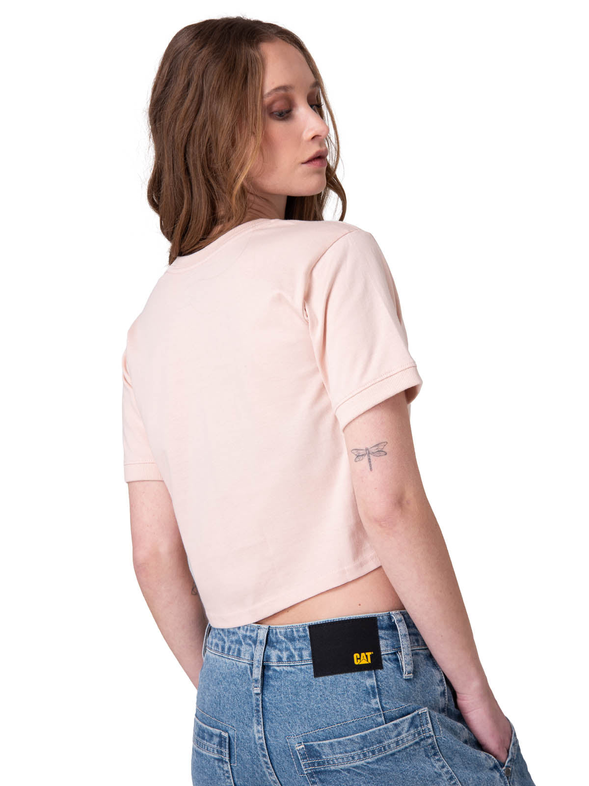 Polera Manga Corta Mujer Crop Metallic Graphi Rosado