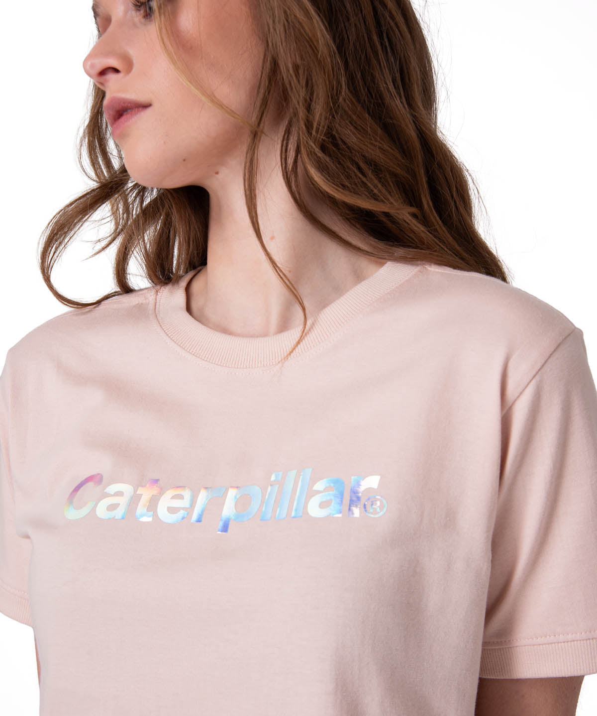 Polera Manga Corta Mujer Crop Metallic Graphi Rosado