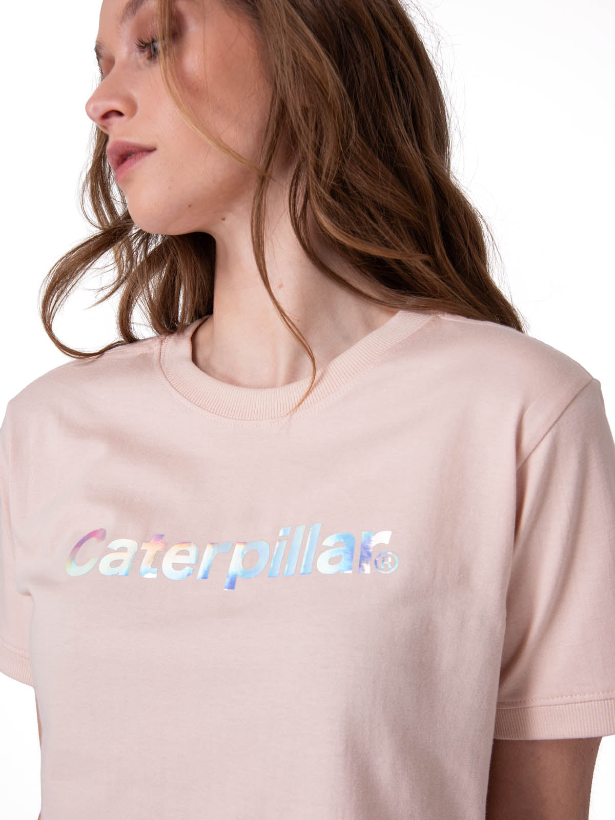 Polera Manga Corta Mujer Crop Metallic Graphi Rosado