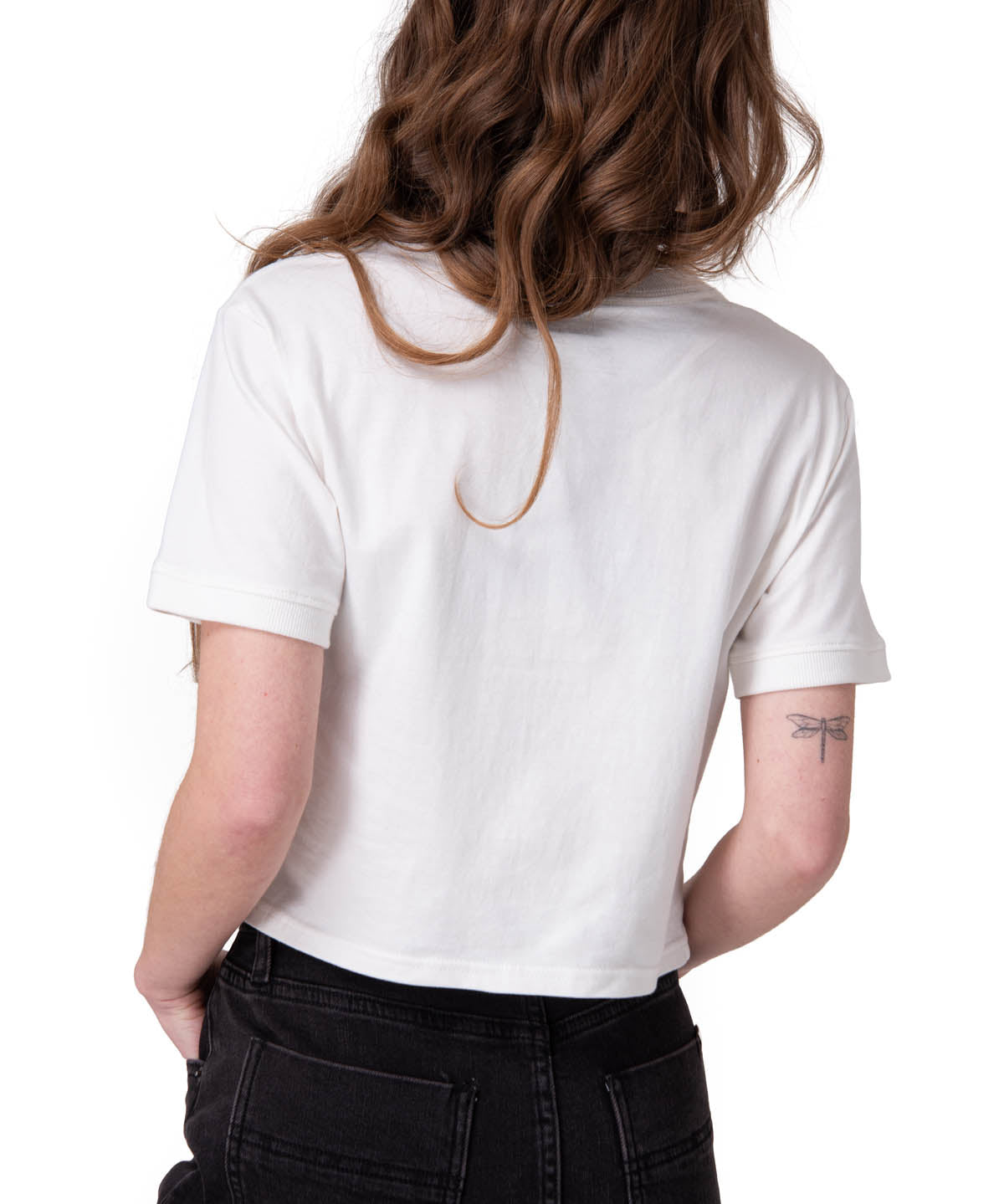 Polera Manga Corta Mujer Crop Metallic Graphi Blanco