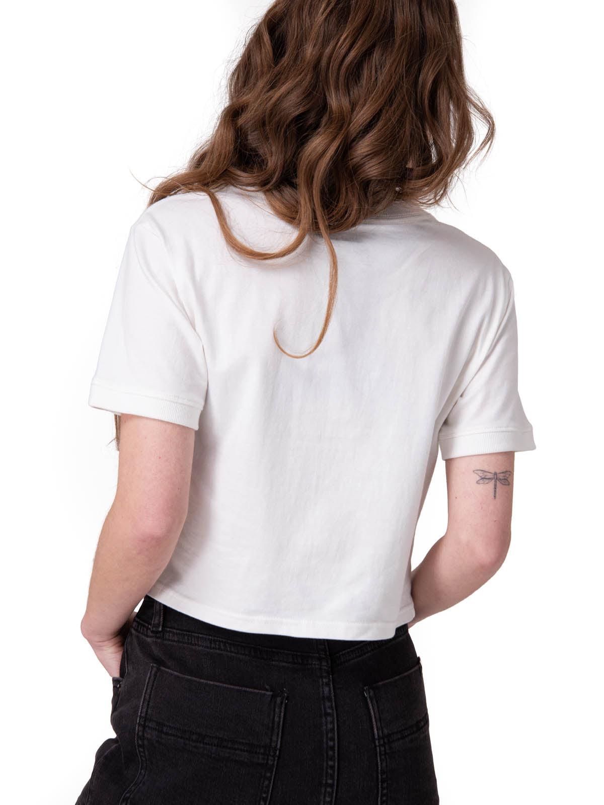 Polera Manga Corta Mujer Crop Metallic Graphi Blanco