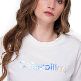 Polera Manga Corta Mujer Crop Metallic Graphi Blanco