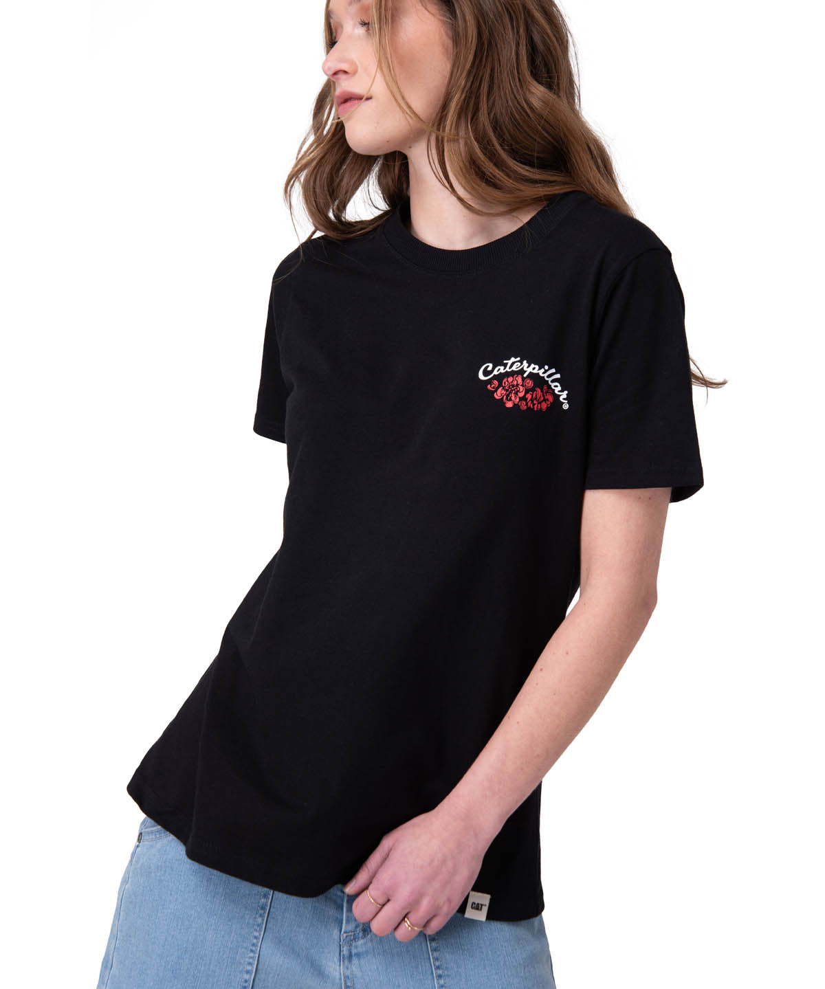 Polera Manga Corta Mujer Mini Floral Graphic Negro