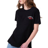 Polera Manga Corta Mujer Mini Floral Graphic Negro