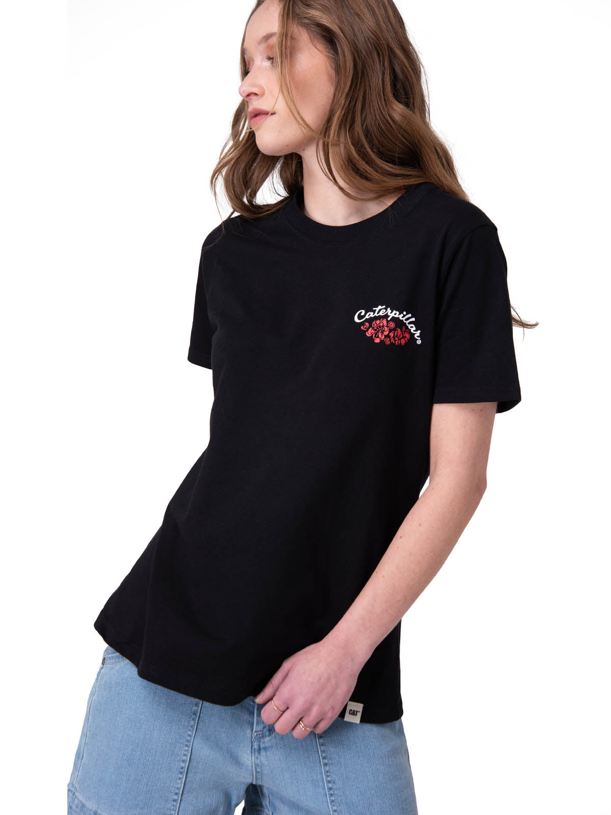 Polera Manga Corta Mujer Mini Floral Graphic Negro