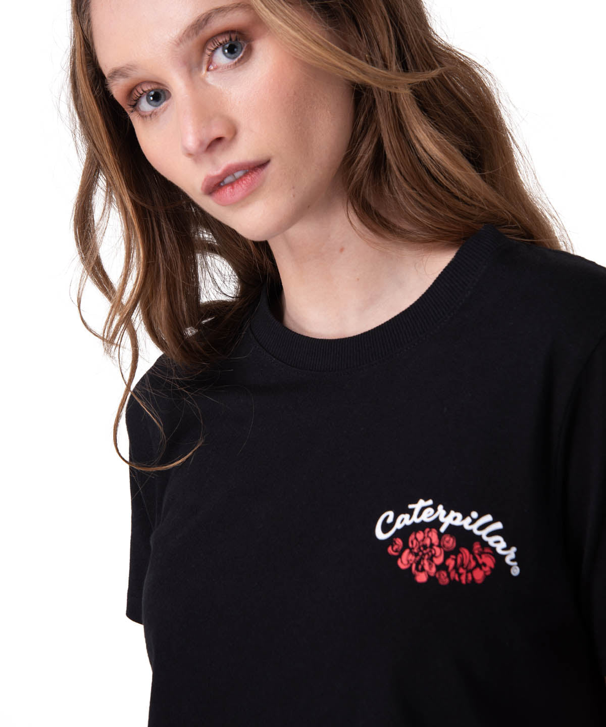 Polera Manga Corta Mujer Mini Floral Graphic Negro