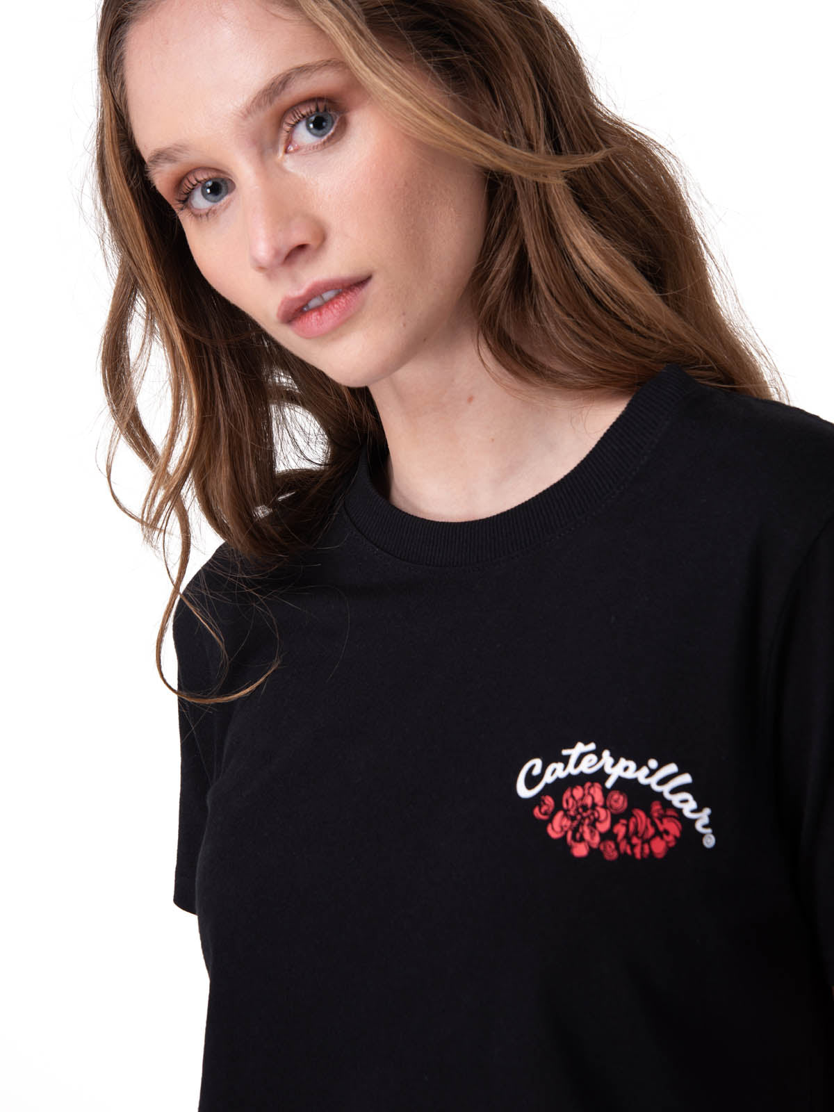 Polera Manga Corta Mujer Mini Floral Graphic Negro
