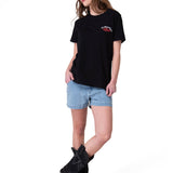 Polera Manga Corta Mujer Mini Floral Graphic Negro