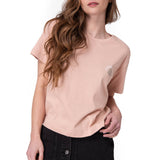 Polera Manga Corta Mujer Boxy Flower Graphic Rosado