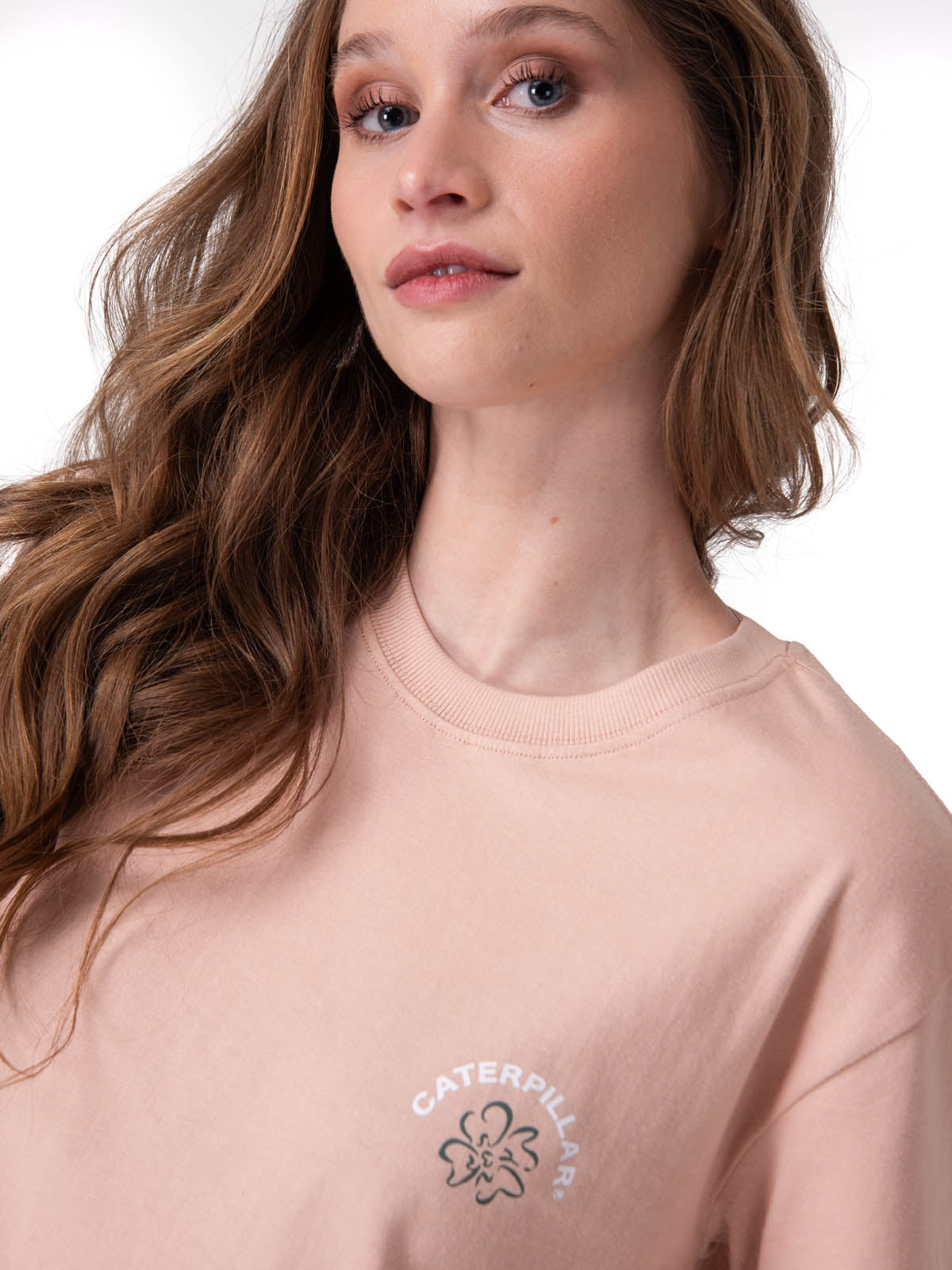 Polera Manga Corta Mujer Boxy Flower Graphic Rosado