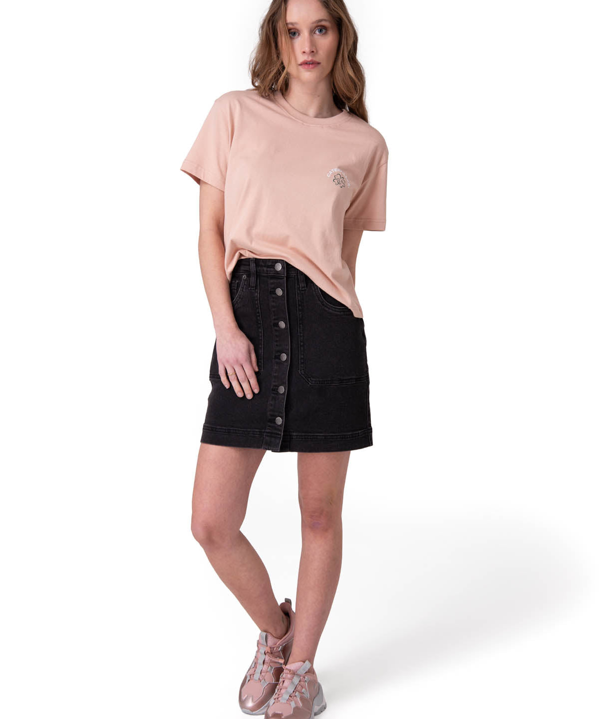 Polera Manga Corta Mujer Boxy Flower Graphic Rosado