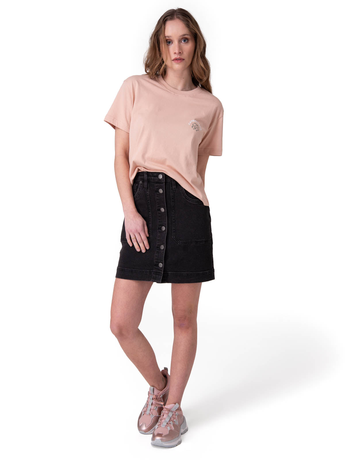 Polera Manga Corta Mujer Boxy Flower Graphic Rosado