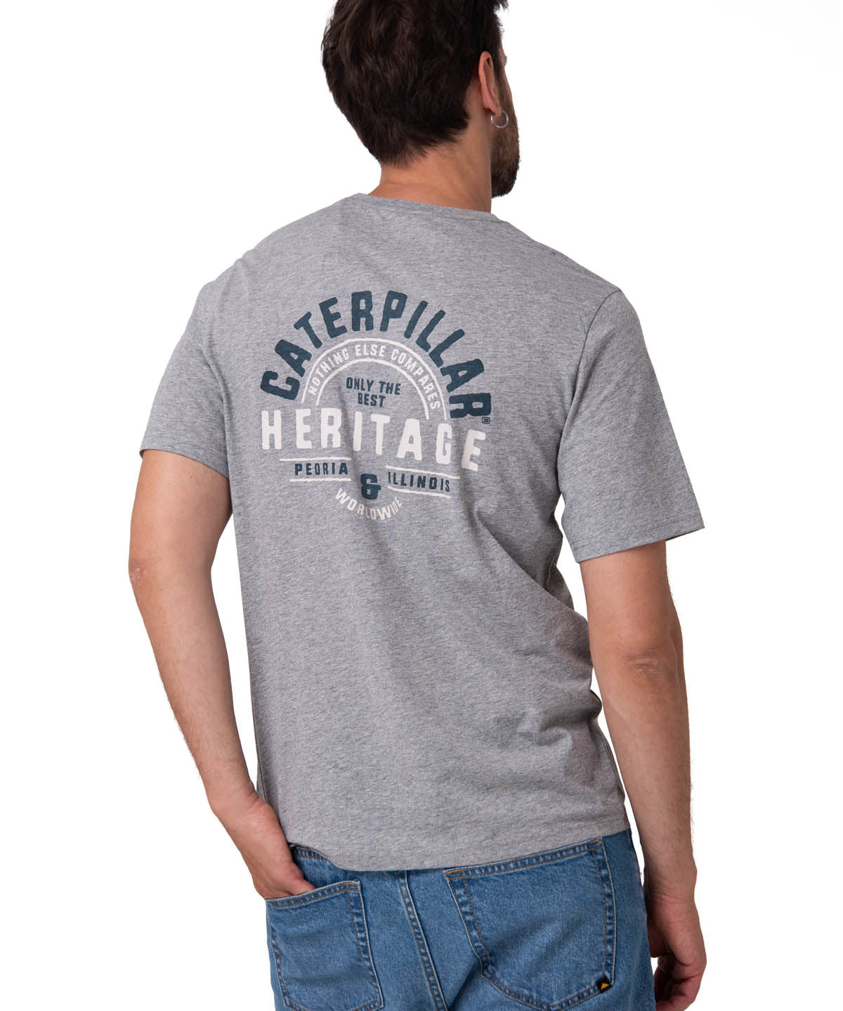 Polera Manga Corta Hombre Heritage Gris Cat