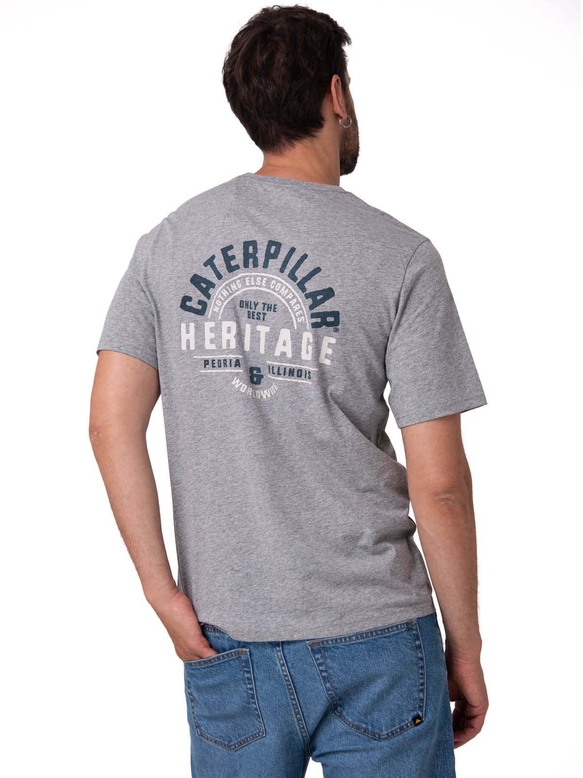 Polera Manga Corta Hombre Heritage Gris Cat