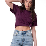 Polera Manga Corta Mujer Western Script Burdeo Cat