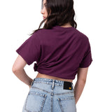 Polera Manga Corta Mujer Western Script Burdeo Cat