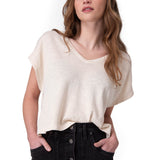 Polera Manga Corta Mujer Slub Deep V-Nec Rosado