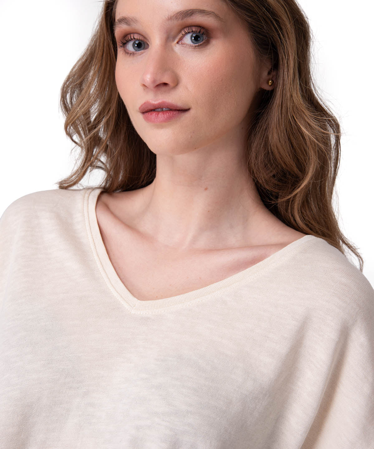 Polera Manga Corta Mujer Slub Deep V-Nec Rosado