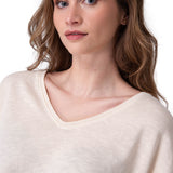 Polera Manga Corta Mujer Slub Deep V-Nec Rosado