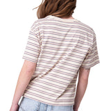 Polera Manga Corta Mujer Boxy Stripe Pocket Blanco