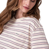 Polera Manga Corta Mujer Boxy Stripe Pocket Blanco