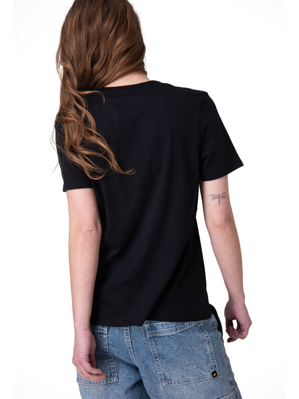 Polera Manga Corta Mujer Cat Logo Tee Negro