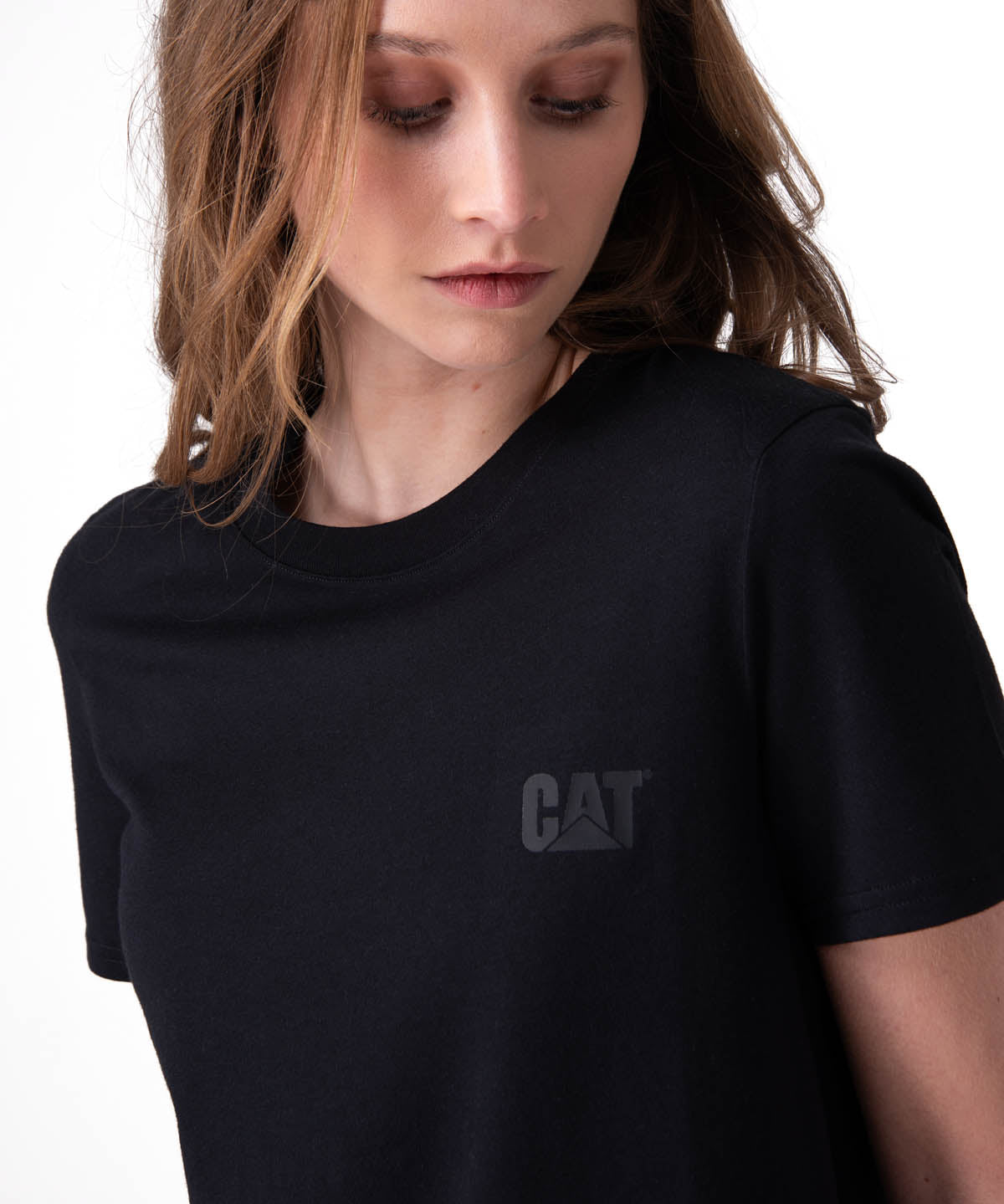 Polera Manga Corta Mujer Cat Logo Tee Negro